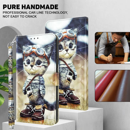 For iPhone 16 Pro 3D Painted Leather Phone Case(Naughty Cat) - iPhone 16 Pro Cases by buy2fix | Online Shopping UK | buy2fix