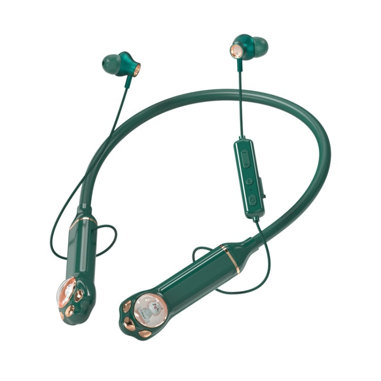 K1692 Meow Planet Neck-mounted Noise Reduction Sports Bluetooth Earphones(Green) - Neck-mounted Earphone by buy2fix | Online Shopping UK | buy2fix