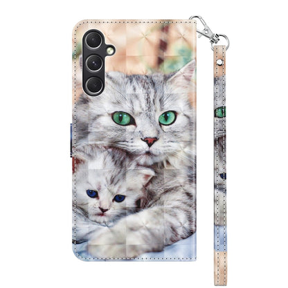 For Samsung Galaxy A55 5G 3D Painted Leather Phone Case(Two Loving Cats) - Galaxy Phone Cases by buy2fix | Online Shopping UK | buy2fix