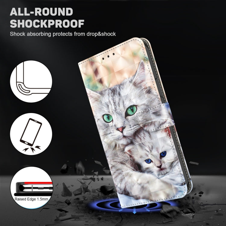 For Samsung Galaxy A55 5G 3D Painted Leather Phone Case(Two Loving Cats) - Galaxy Phone Cases by buy2fix | Online Shopping UK | buy2fix