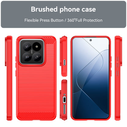 For Xiaomi 14 Pro Brushed Texture Carbon Fiber TPU Phone Case(Red) - 14 Pro Cases by buy2fix | Online Shopping UK | buy2fix