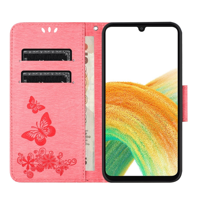 For Samsung Galaxy S24+ 5G Butterfly Embossed Flip Leather Phone Case(Pink) - Galaxy S24+ 5G Cases by buy2fix | Online Shopping UK | buy2fix