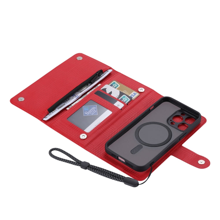 For iPhone 13 ViLi GHB Series MagSafe Magnetic Zipper Leather Phone Case(Red) - iPhone 13 Cases by ViLi | Online Shopping UK | buy2fix