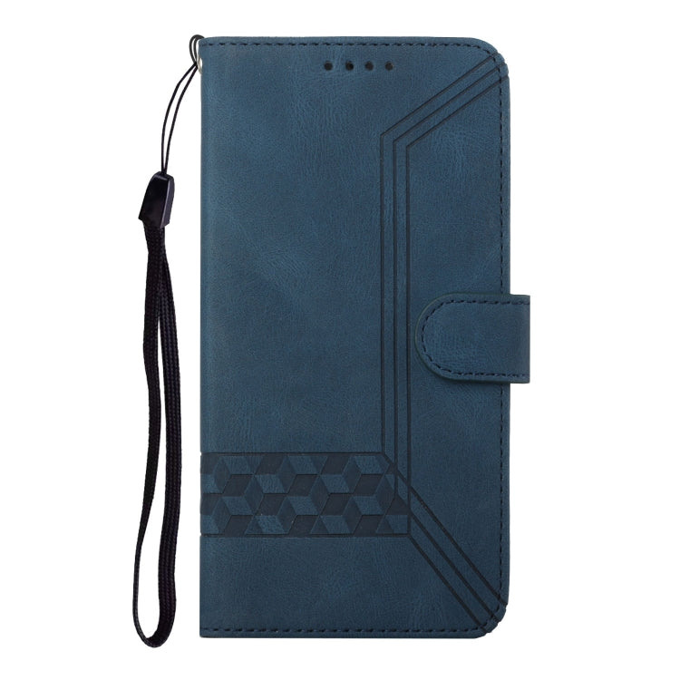 For Motorola Edge 5G 2024 Cubic Skin Feel Flip Leather Phone Case(Blue) - Motorola Cases by buy2fix | Online Shopping UK | buy2fix