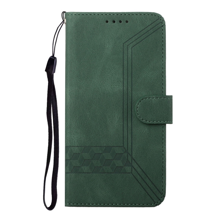 For Motorola Edge 5G 2024 Cubic Skin Feel Flip Leather Phone Case(Green) - Motorola Cases by buy2fix | Online Shopping UK | buy2fix