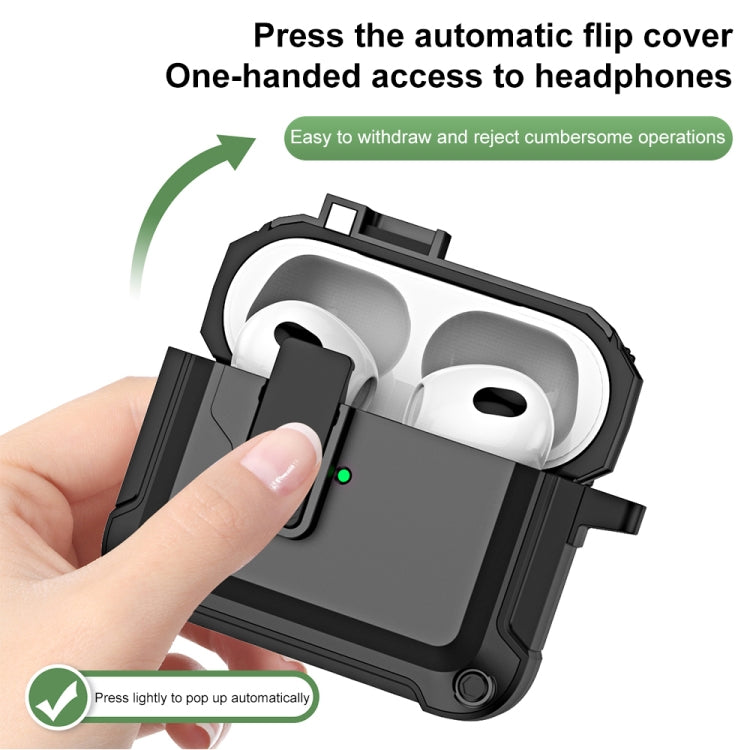 For AirPods 3 TPU + PC Wireless Bluetooth Earphone Protective Case with Switch Lock & Hook(Dark Green) - For AirPods 3 by buy2fix | Online Shopping UK | buy2fix