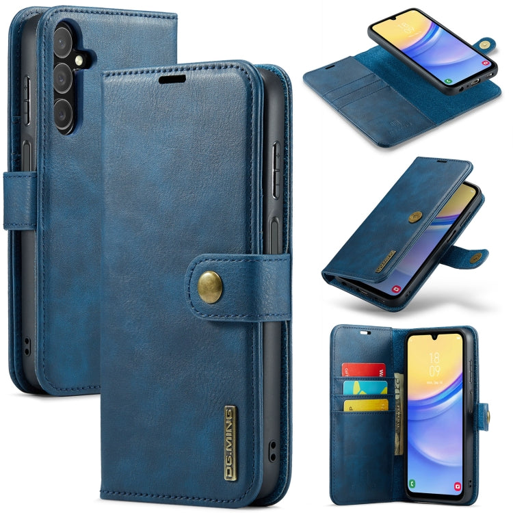 For Samsung Galaxy A15 5G / A15 4G DG.MING Crazy Horse Texture Detachable Magnetic Leather Case(Blue) - Galaxy Phone Cases by DG.MING | Online Shopping UK | buy2fix