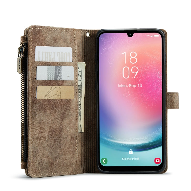 For Samsung Galaxy A24 4G CaseMe C30 Card Slots Zipper Wallet Leather Phone Case(Brown) - Galaxy Phone Cases by CaseMe | Online Shopping UK | buy2fix