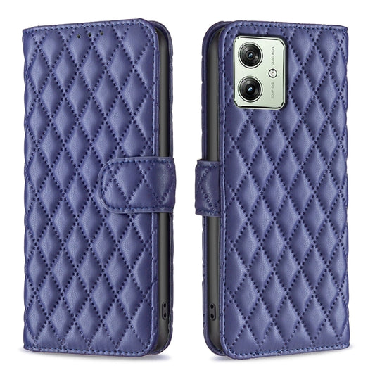 For Motorola Moto G54 5G EU Edition Diamond Lattice Wallet Flip Leather Phone Case(Blue) - Motorola Cases by buy2fix | Online Shopping UK | buy2fix