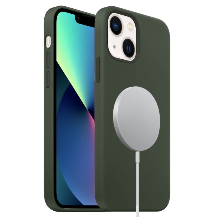 For iPhone 13 MagSafe Liquid Silicone Full Coverage Phone Case(Deep Green) - iPhone 13 Cases by buy2fix | Online Shopping UK | buy2fix