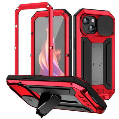 For iPhone 15 Plus R-JUST Sliding Camera Life Waterproof Holder Phone Case(Red) - iPhone 15 Plus Cases by R-JUST | Online Shopping UK | buy2fix