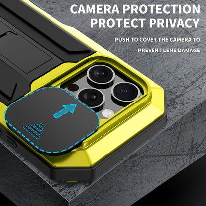 For iPhone 16 Pro R-JUST Sliding Camera IP54 Life Waterproof Holder Phone Case(Yellow) - iPhone 16 Pro Cases by R-JUST | Online Shopping UK | buy2fix