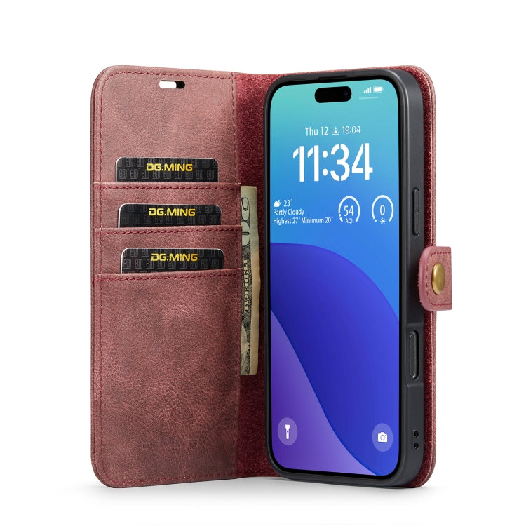 For iPhone 16 Pro Max DG.MING Crazy Horse Texture Detachable Magnetic Leather Phone Case(Red) - iPhone 16 Pro Max Cases by DG.MING | Online Shopping UK | buy2fix