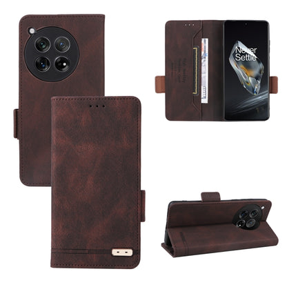 For OnePlus 12 Magnetic Clasp Leather Phone Case(Brown) - OnePlus Cases by buy2fix | Online Shopping UK | buy2fix