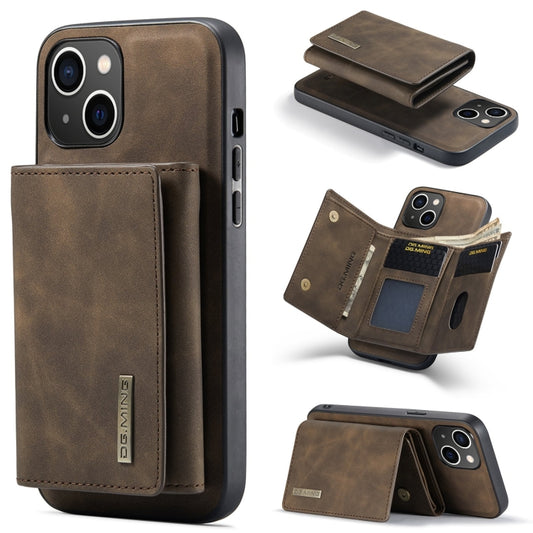 For iPhone 15 DG.MING M1 Series 3-Fold Multi Card Wallet Leather Phone Case(Coffee) - iPhone 15 Cases by DG.MING | Online Shopping UK | buy2fix