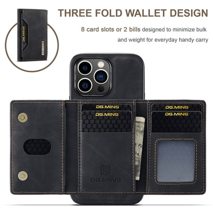 For iPhone 15 Pro DG.MING M2 Series 3-Fold Card Bag Wallet Leather Phone Case(Black) - iPhone 15 Pro Cases by DG.MING | Online Shopping UK | buy2fix