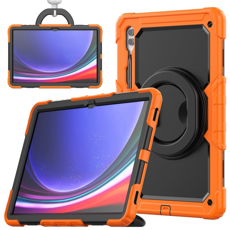 For Samsung Galaxy Tab S10 Ultra D Type Silicone Hybrid PC Tablet Case with Handle Holder(Orange) - Galaxy Tab S9 Ultra Cases by buy2fix | Online Shopping UK | buy2fix