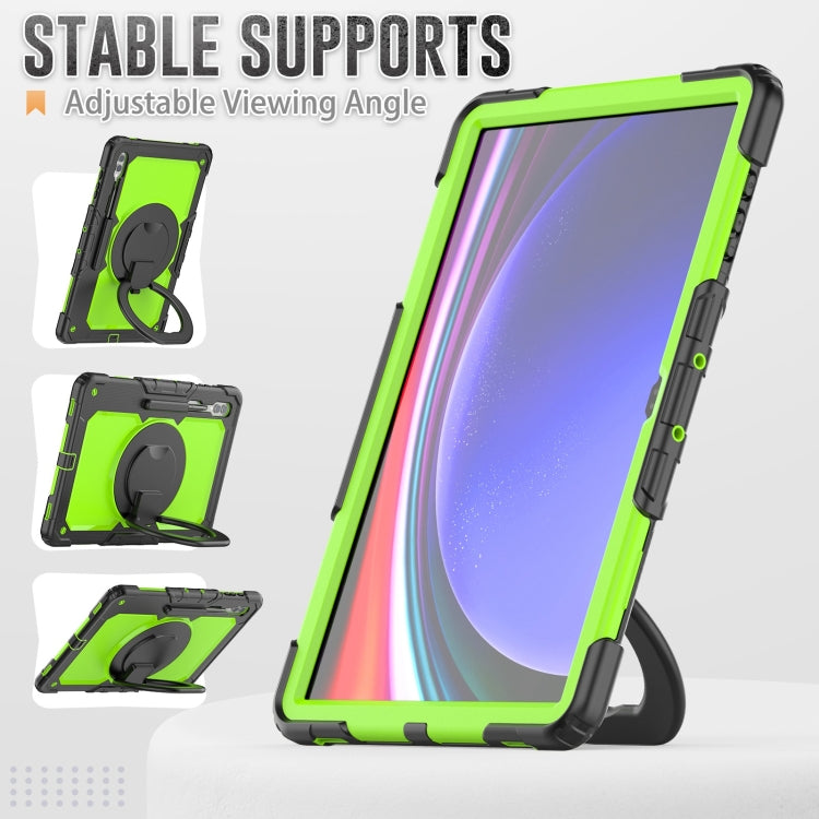 For Samsung Galaxy Tab S10 Ultra D Type Silicone Hybrid PC Tablet Case with Handle Holder(Yellow Green PC) - Galaxy Tab S9 Ultra Cases by buy2fix | Online Shopping UK | buy2fix