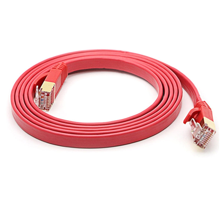 15m Gold Plated Head CAT7 High Speed 10Gbps Ultra-thin Flat Ethernet RJ45 Network LAN Cable(Red) - Lan Cable and Tools by buy2fix | Online Shopping UK | buy2fix