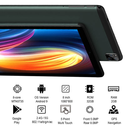 BDF P8 3G Phone Call Tablet PC 8.0 inch, 2GB+32GB, Android 9.0 MTK6735 Octa Core, Support Dual SIM, EU Plug(Silver) - BDF by BDF | Online Shopping UK | buy2fix