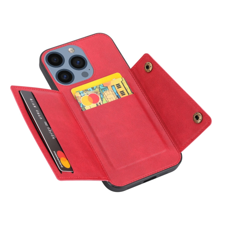 For iPhone 16 Pro Max Double Buckle Card Slots PU + TPU Phone Case(Red) - iPhone 16 Pro Max Cases by buy2fix | Online Shopping UK | buy2fix