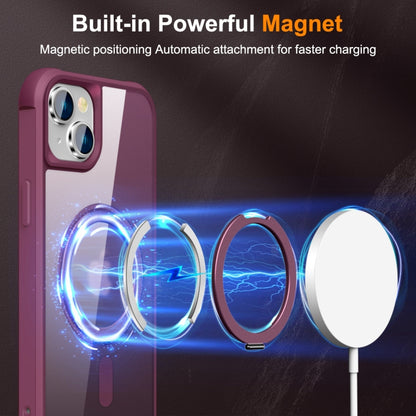 For iPhone 14 Plus MagSafe Magnetic Rotating Holder Phone Case(Wine Red) - iPhone 14 Plus Cases by buy2fix | Online Shopping UK | buy2fix