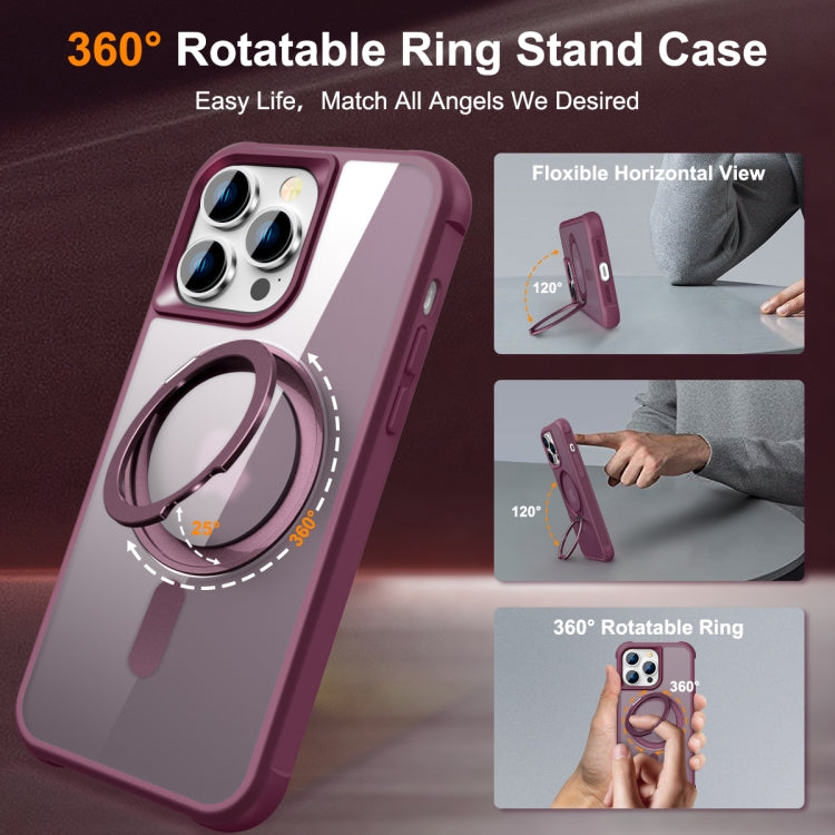 For iPhone 13 Pro MagSafe Magnetic Rotating Holder Phone Case(Wine Red) - iPhone 13 Pro Cases by buy2fix | Online Shopping UK | buy2fix