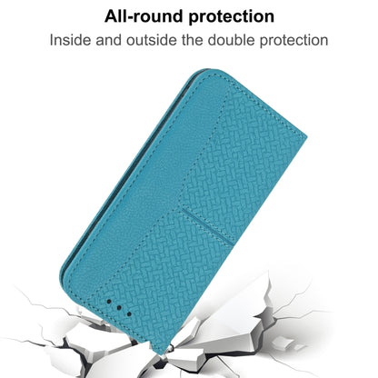 For iPhone 16 Pro Woven Texture Stitching Magnetic Leather Phone Case(Blue) - iPhone 16 Pro Cases by buy2fix | Online Shopping UK | buy2fix