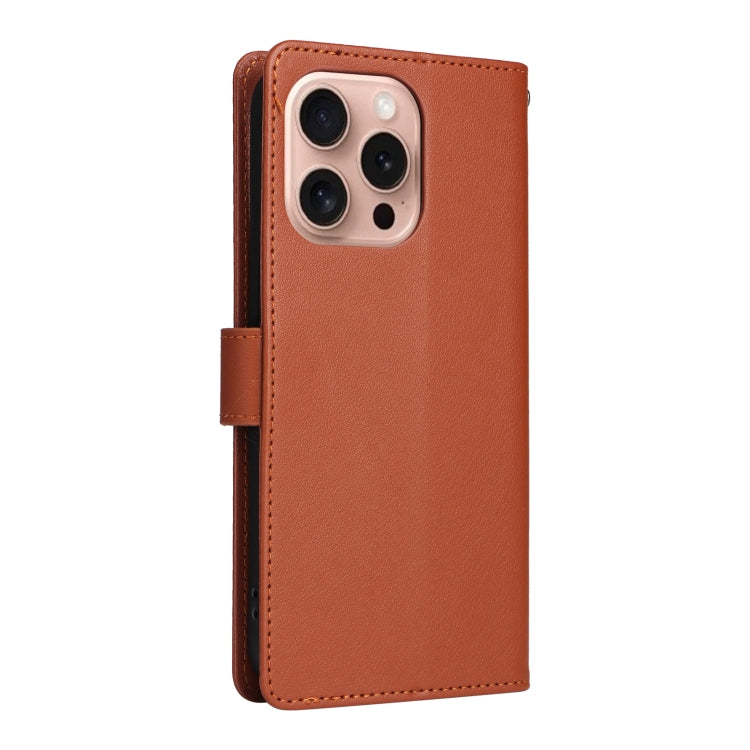 For iPhone 16 Pro Multifunctional Horizontal Flip Leather Phone Case with Three Card Slots(Brown) - iPhone 16 Pro Cases by buy2fix | Online Shopping UK | buy2fix