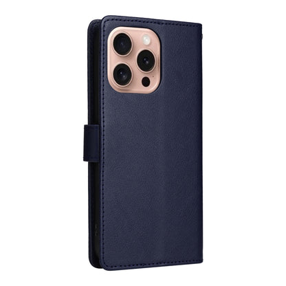 For iPhone 16 Pro Multifunctional Horizontal Flip Leather Phone Case with Three Card Slots(Blue) - iPhone 16 Pro Cases by buy2fix | Online Shopping UK | buy2fix