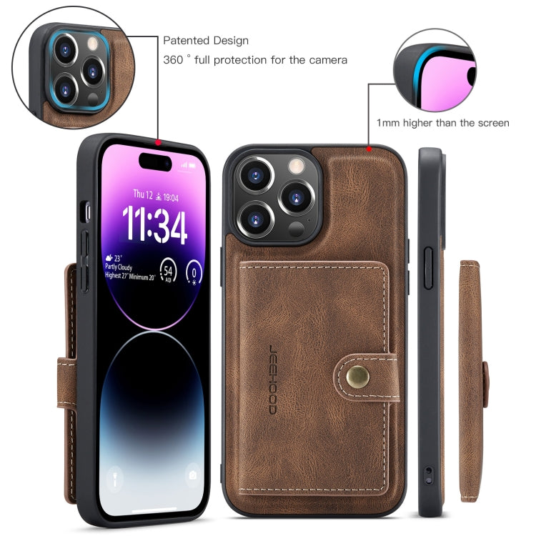 For iPhone 15 Pro Max JEEHOOD Retro Magnetic Detachable Leather Phone Case(Brown) - iPhone 15 Pro Max Cases by JEEHOOD | Online Shopping UK | buy2fix