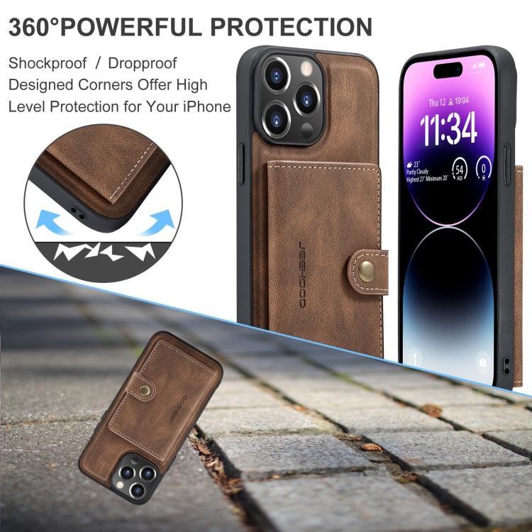 For iPhone 15 Pro Max JEEHOOD Retro Magnetic Detachable Leather Phone Case(Brown) - iPhone 15 Pro Max Cases by JEEHOOD | Online Shopping UK | buy2fix