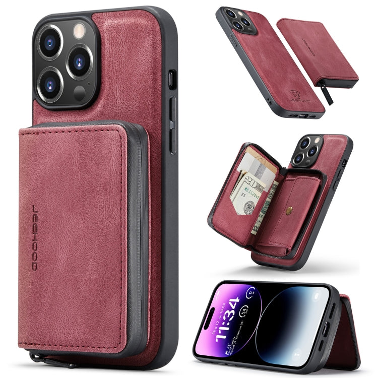 For iPhone 15 Pro Max JEEHOOD Magnetic Zipper Wallet Leather Phone Case(Red) - iPhone 15 Pro Max Cases by JEEHOOD | Online Shopping UK | buy2fix