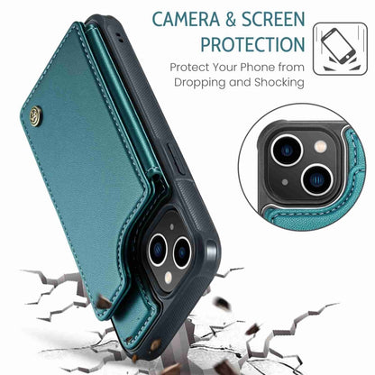 For iPhone 14 CaseMe C22 Card Slots Holder RFID Anti-theft Phone Case(Blue Green) - iPhone 14 Cases by CaseMe | Online Shopping UK | buy2fix