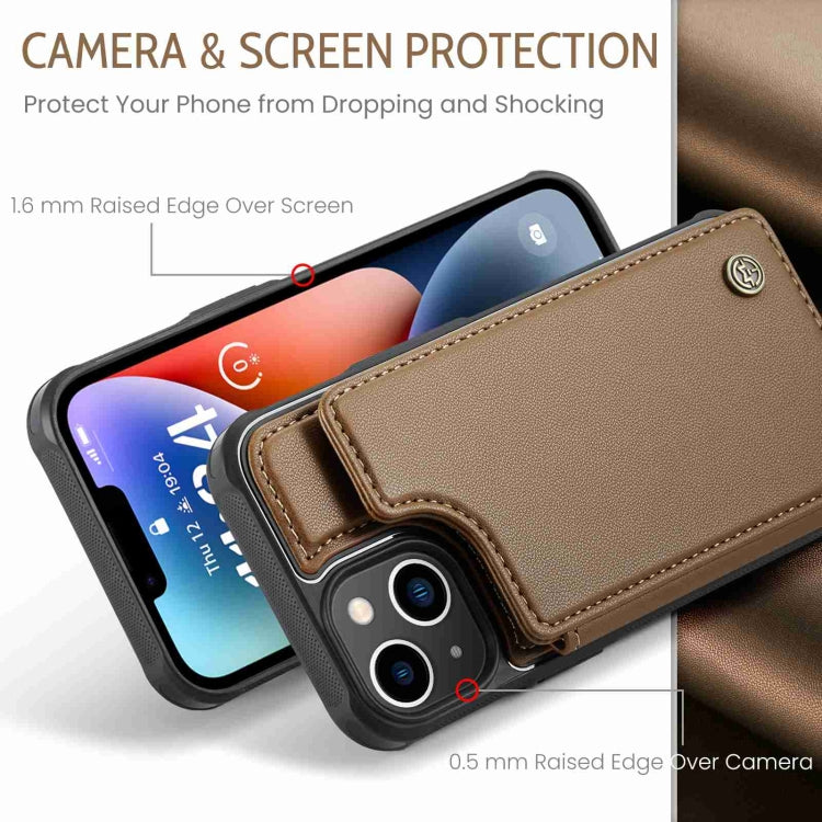 For iPhone 14 CaseMe C22 Card Slots Holder RFID Anti-theft Phone Case(Brown) - iPhone 14 Cases by CaseMe | Online Shopping UK | buy2fix