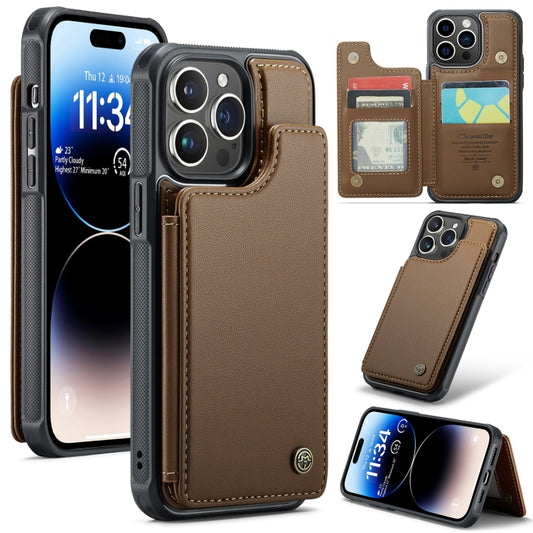 For iPhone 14 Pro Max CaseMe C22 Card Slots Holder RFID Anti-theft Phone Case(Brown) - iPhone 14 Pro Max Cases by CaseMe | Online Shopping UK | buy2fix