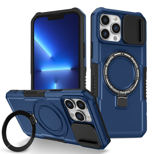 For iPhone 13 Pro Max Sliding Camshield Magsafe Holder TPU Hybrid PC Phone Case(Royal Blue) - iPhone 13 Pro Max Cases by buy2fix | Online Shopping UK | buy2fix