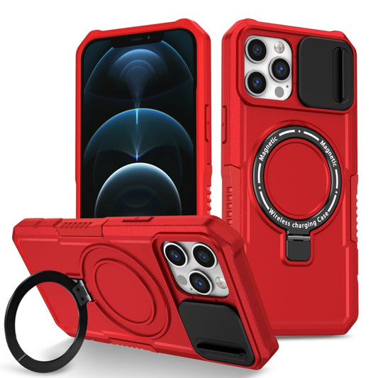 For iPhone 12 Pro Sliding Camshield Magsafe Holder TPU Hybrid PC Phone Case(Red) - iPhone 12 / 12 Pro Cases by buy2fix | Online Shopping UK | buy2fix