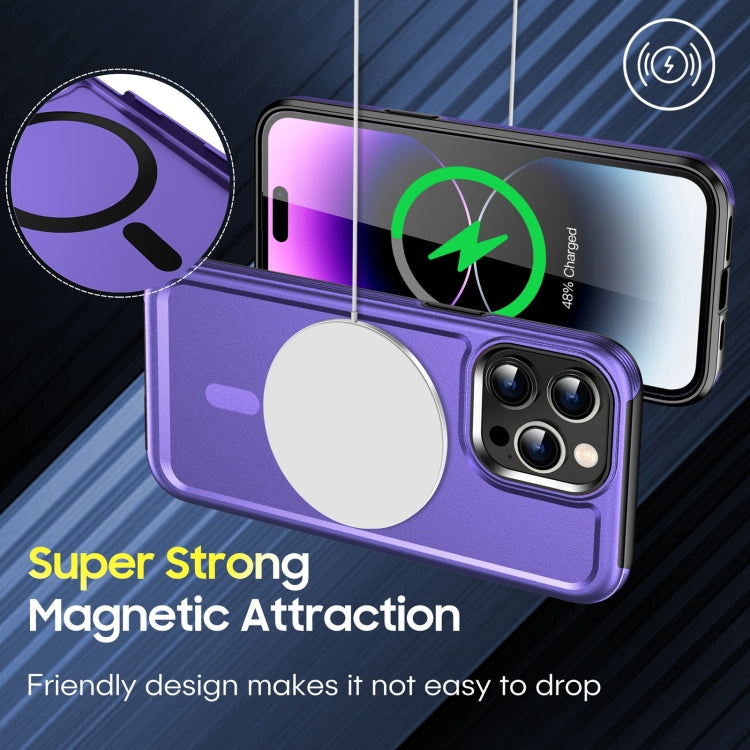 For iPhone 15 Plus Shield Armor MagSafe TPU Hybrid PC Phone Case(Purple) - iPhone 15 Plus Cases by buy2fix | Online Shopping UK | buy2fix