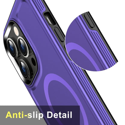 For iPhone 15 Shield Armor MagSafe TPU Hybrid PC Phone Case(Purple) - iPhone 15 Cases by buy2fix | Online Shopping UK | buy2fix