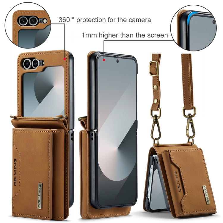 For Samsung Galaxy Z Flip6 DG.MING M2 Series Card Bag Magnetic Leather Phone Case(Brown) - Galaxy Z Flip6 5G Cases by DG.MING | Online Shopping UK | buy2fix