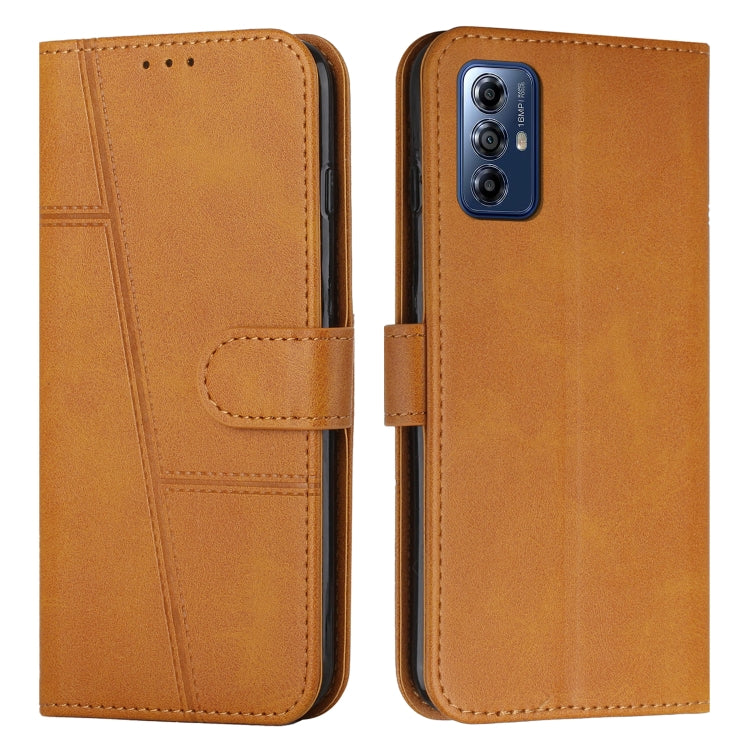 For Motorola Moto G Play 5G 2024 Stitching Calf Texture Buckle Leather Phone Case(Yellow) - Motorola Cases by buy2fix | Online Shopping UK | buy2fix