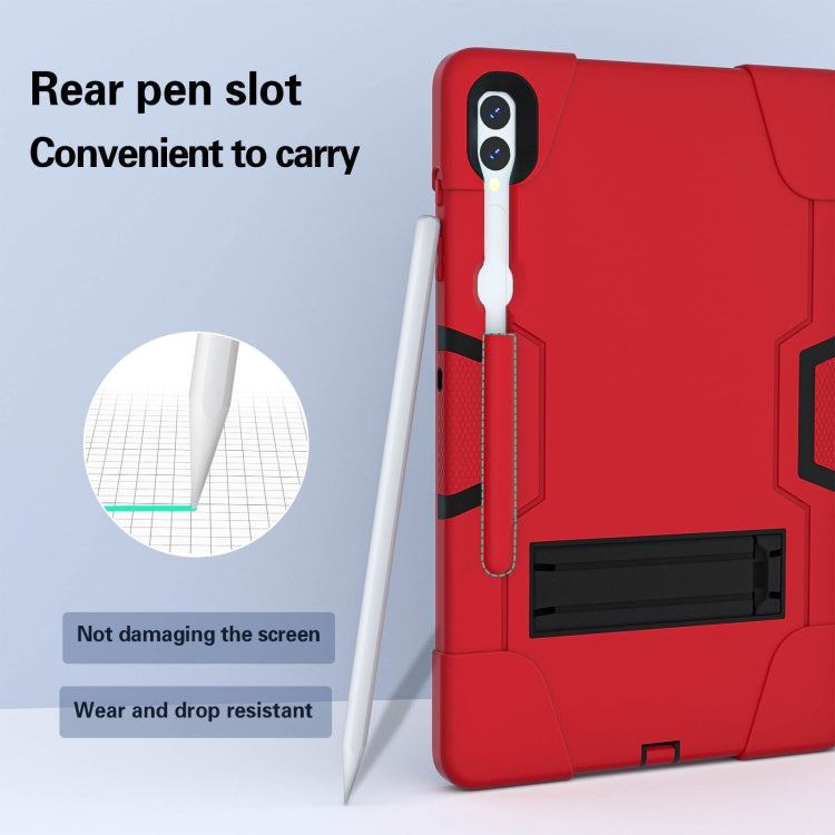 For Samsung Galaxy Tab S9+ Contrast Color Silicone PC Tablet Case with Holder(Red + Black) - Galaxy Tab S9+ Cases by buy2fix | Online Shopping UK | buy2fix