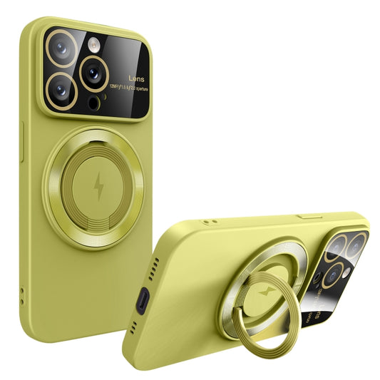 For iPhone 13 Pro Max Large Window MagSafe Magnetic Holder Phone Case(Avocado Green) - iPhone 13 Pro Max Cases by buy2fix | Online Shopping UK | buy2fix