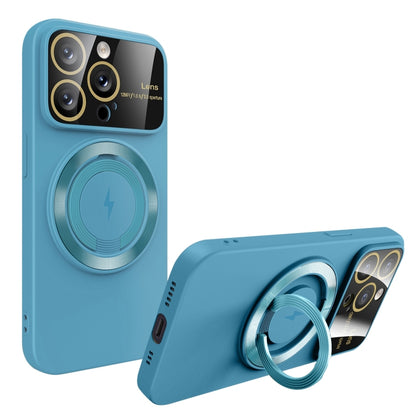 For iPhone 13 Pro Large Window MagSafe Magnetic Holder Phone Case(Sky Blue) - iPhone 13 Pro Cases by buy2fix | Online Shopping UK | buy2fix