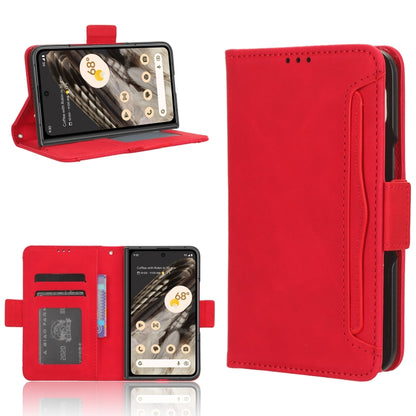 For Google Pixel Fold Skin Feel Calf Texture Card Slots Leather Phone Case(Red) - Google Cases by buy2fix | Online Shopping UK | buy2fix