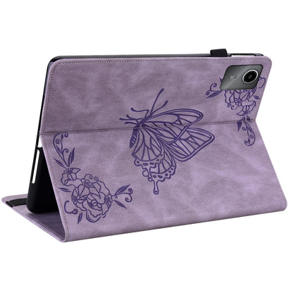 For Lenovo Tab M11/Xiaoxin Pad 11 2024 Butterfly Flower Embossed Leather Tablet Case(Purple) - Lenovo by buy2fix | Online Shopping UK | buy2fix