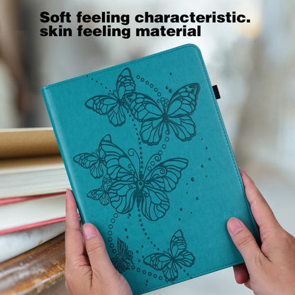 For Samsung Galaxy Tab S9 Embossed Butterfly Pattern Horizontal Flip Leather Tablet Case(Blue) - Galaxy Tab S9 Cases by buy2fix | Online Shopping UK | buy2fix