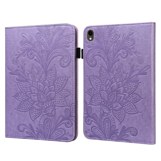 For Samsung Galaxy Tab S9 Lace Flower Embossing Pattern PU Tablet Case(Purple) - Galaxy Tab S9 Cases by buy2fix | Online Shopping UK | buy2fix