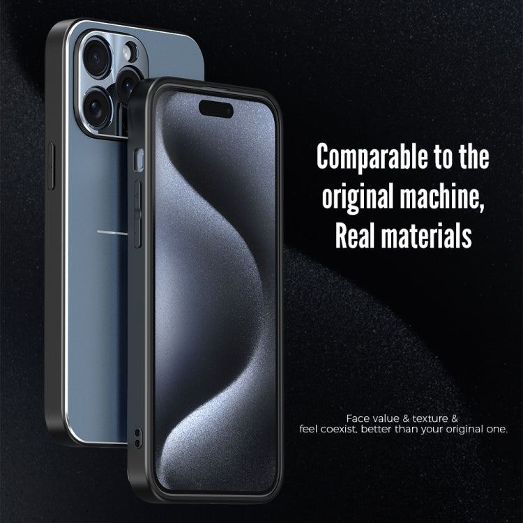 For iPhone 15 R-JUST RJ52 3-Line Style Metal TPU Shockproof Phone Case(Silver) - iPhone 15 Cases by R-JUST | Online Shopping UK | buy2fix